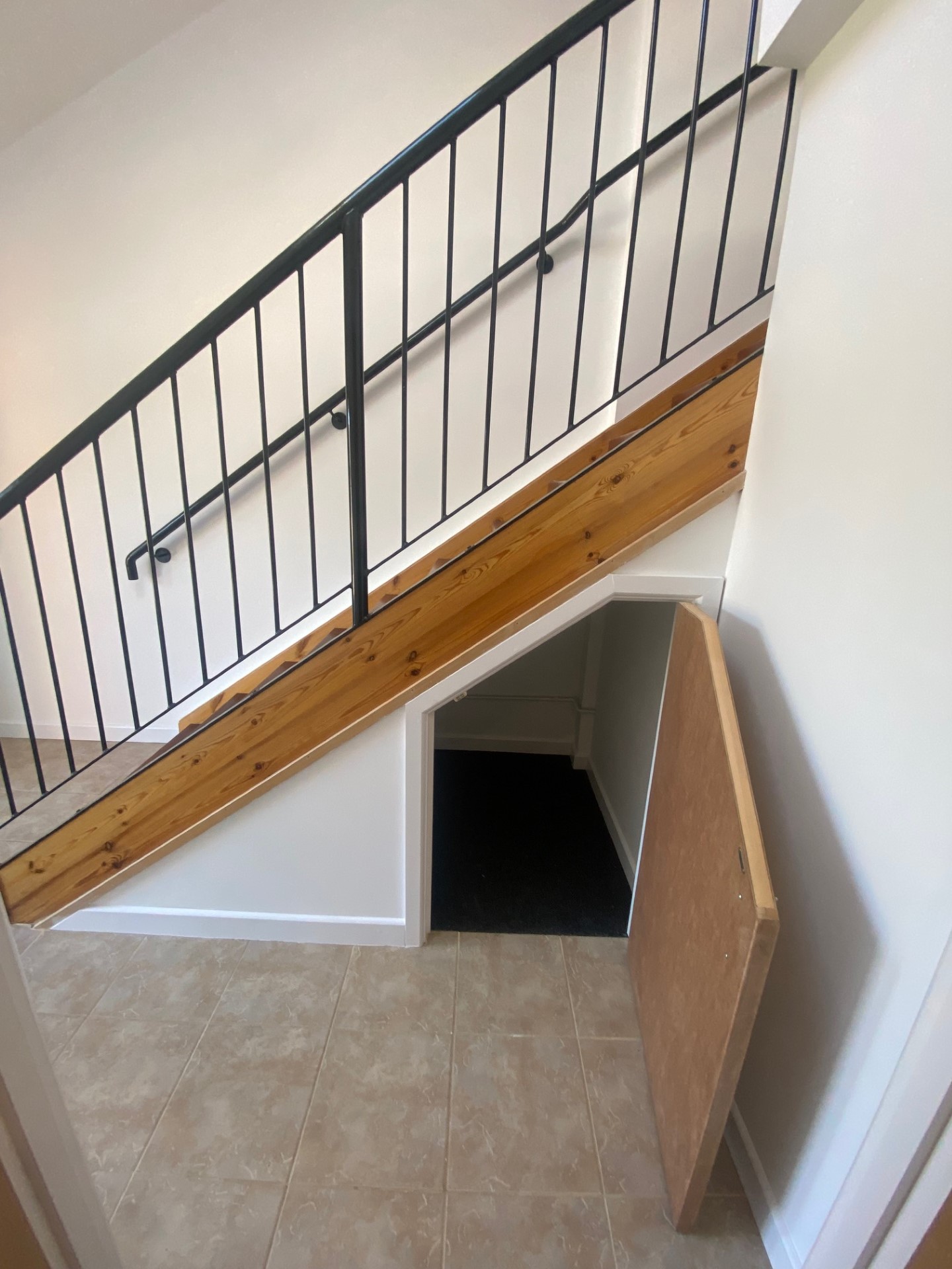 Under-stair storage area.